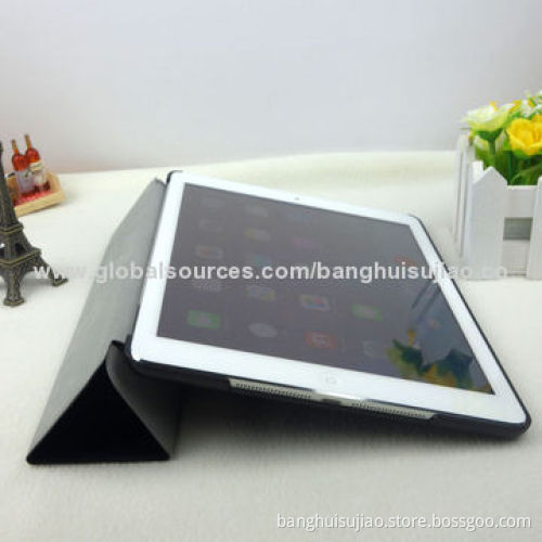 Leather Case for iPad Air, Standing, 3 Folding Functions, Fashionable Design, PU + PC Materials